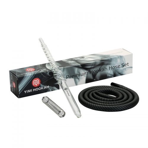 Yimi Hookah Hose Set With Carbon Hose and Glass Mouthpiece