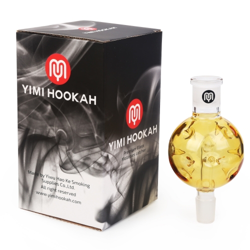 Yimi Hookah Yellow Ball Molasses Catcher Height 13.5cm Dia 7cm 18mm Female Joint-18mm Male Joint