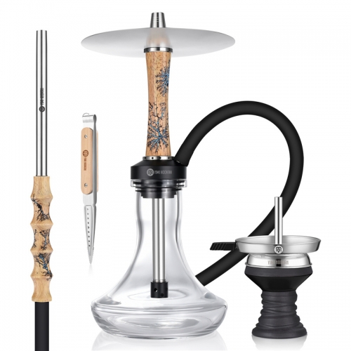 Yimi Hookah Thunder Wooden Shisha 304 Stainless Steel Narguil Set With Hookah Tong Ceramic Bowl Charcoal Holder