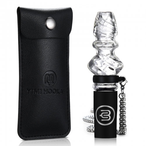 Glass Hookah Mouthpiece With 304ss Chain Pu Leather Pouch